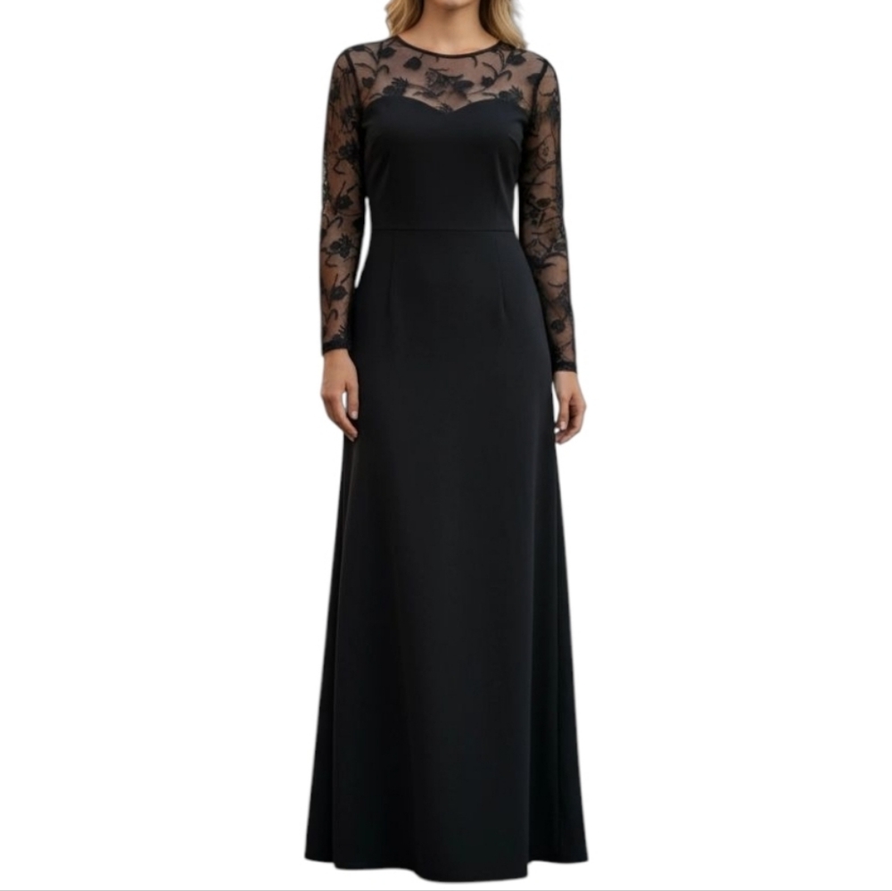 Vintage Gothic Style Black Gown w/Round Collar